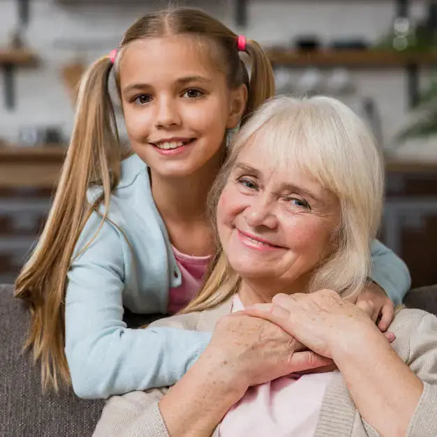 Elderly person using portable anti-choking device independently at home